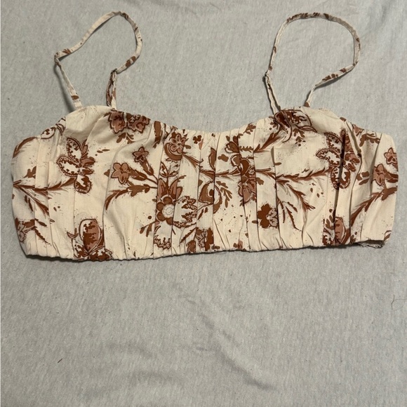 Abercrombie & Fitch Tops - Abercrombie & Fitch Floral Cream and Brown Women's Medium Top